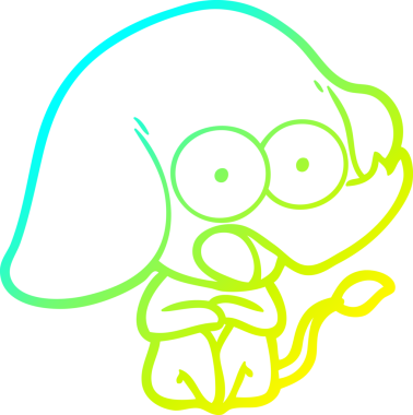 Bir insan tarafından çizilmiş şirin bir filin soğuk gradyan çizgisi