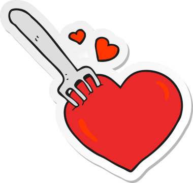 Bir insan tarafından çizilmiş bir karikatür çatalının çıkartması.