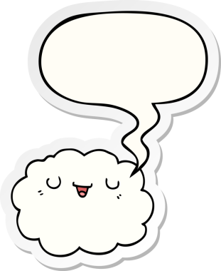 Bir insan tarafından çizilmiş balon çıkartmalı çizgi film bulutu.