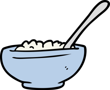 Bir insan tarafından çizilmiş pirinç kasesi.