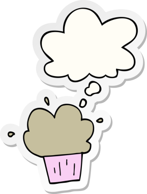 İnsan tarafından çizilmiş bir çıkartma olarak düşünce baloncuklu çizgi film keki.