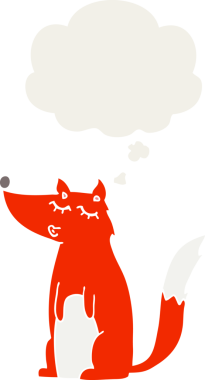 Düşünce baloncuğu olan bir insan tarafından çizilmiş çizgi film kurdu.