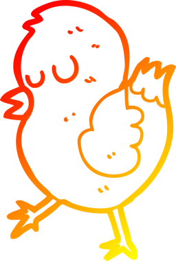 Bir insan tarafından çizilmiş çizgi film kuşunun sıcak gradyan çizimi