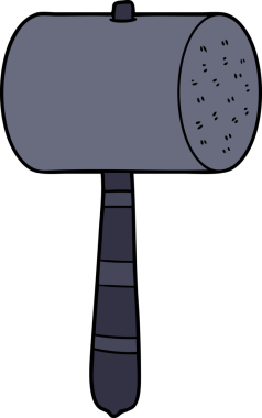 Bir insan tarafından çizilmiş karton çekiç.