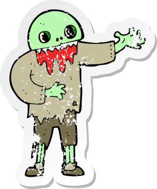 Bir insan tarafından çizilmiş ürkütücü bir çizgi filmin gerilimli çıkartması.