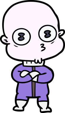 Bir insan tarafından çizilmiş garip kel uzay adamı çizgi filmi.