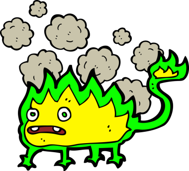 Bir insan tarafından çizilmiş küçük ateş şeytanı.