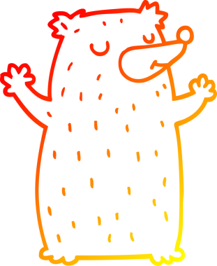 Bir insan tarafından çizilen çizgi film ayısının sıcak çizgi çizimi