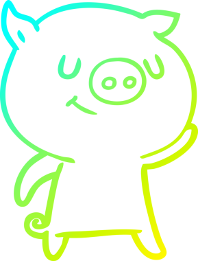 Bir insan tarafından çizilmiş mutlu çizgi film domuzu çizimi.