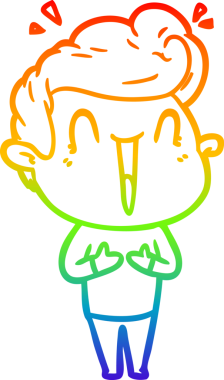 Gökkuşağı gradyanı çizimi bir insan tarafından çizilmiş heyecanlı bir çizgi film