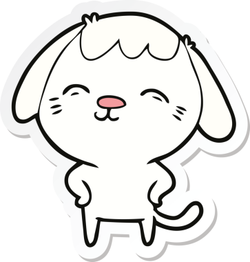 Bir insan tarafından çizilmiş mutlu bir köpeğin çıkartması.