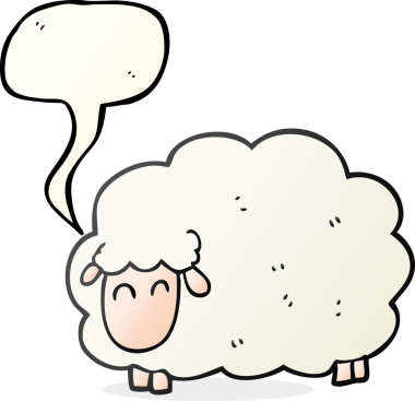 Bir insan tarafından çizilmiş serbest konuşma balonu karikatürü koyunu