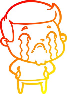 Bir insan tarafından çizilmiş ağlayan bir çizgi film karakteri çizimi.