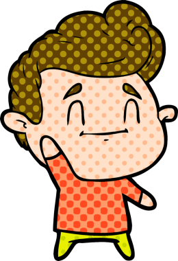 Bir insan tarafından çizilmiş mutlu çizgi film adamı.