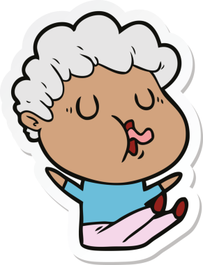 Bir insan tarafından çizilmiş şarkı söyleyen bir çizgi film karakterinin çıkartması.