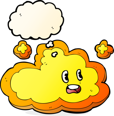 Bir insan tarafından çizilmiş düşünce baloncuklu çizgi film bulutu