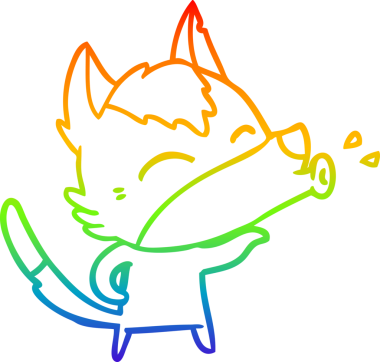 Uluyan bir kurt çizgi filminin gökkuşağı gradyanı insan tarafından çizilmiş.