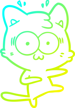 Bir çizgi filmin soğuk gradyan çizimi bir insan tarafından çizilmiş sürpriz bir kedi.