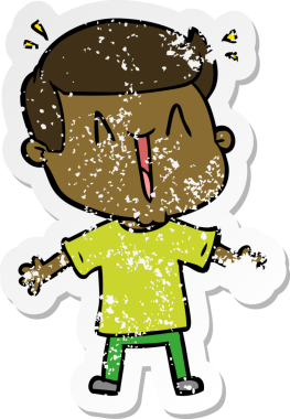 Bir insan tarafından çizilmiş heyecanlı bir karikatür çıkartması.