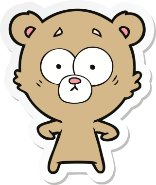 Bir insan tarafından çizilmiş çizgi film ayısının çıkartması.