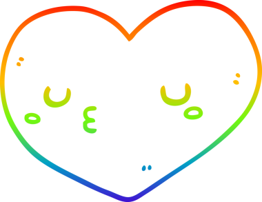 Gökkuşağı gradyan çizgi çizimi Bir insan tarafından çizilmiş bir aşk kalbi