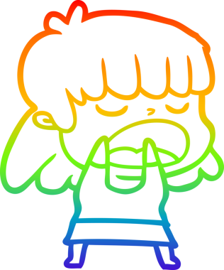 Gökkuşağı gradyan çizgi çizimi Bir insan tarafından yüksek sesle çizilen bir kadın karikatürü