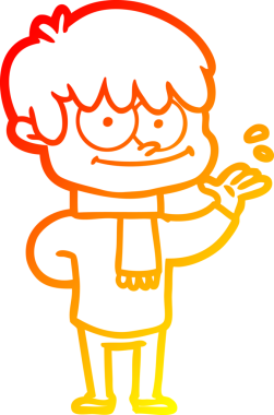 Bir insan tarafından çizilmiş mutlu bir çizgi film karakteri çizimi.