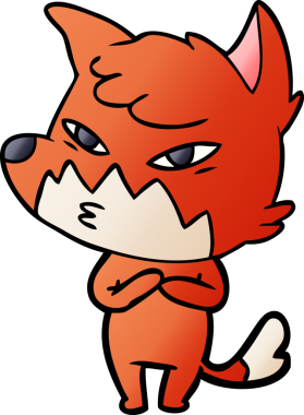 Bir insan tarafından çizilmiş akıllı çizgi film tilkisi.