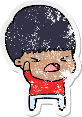 Bir insan tarafından çizilmiş stresli bir çizgi film çıkartması.