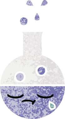 Bir insan tarafından çizilen test tüpünün retro çizim stili karikatürü