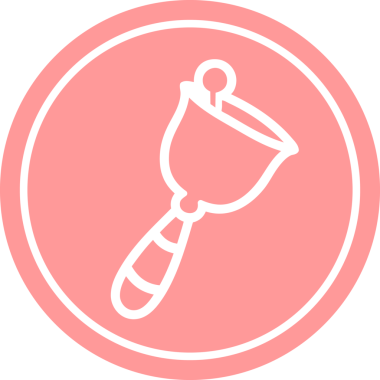 Bir insan tarafından çizilmiş el çanı dairesel simgesi