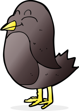 Bir insan tarafından çizilmiş çizgi film kuşu.