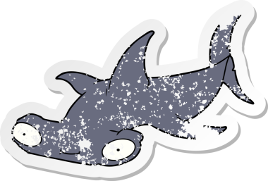 Bir insan tarafından çizilmiş çekiç başlı köpek balığının sıkıntılı çıkartması