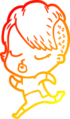 Bir insan tarafından çizilmiş güzel hippi bir çizgi film çizimi.