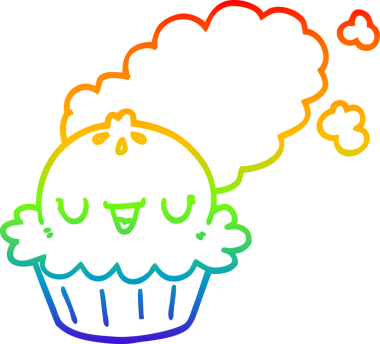 Gökkuşağı gradyan çizgisi bir insan tarafından çizilmiş şirin bir karikatür turtası