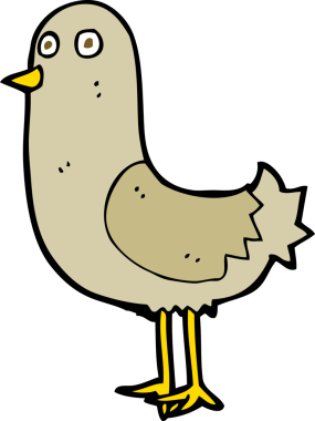 Bir insan tarafından çizilmiş çizgi film kuşu.