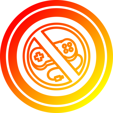 Hiçbir oyun dairesel simgesi bir insan tarafından çizilmiş sıcak gradyan bitiş ile