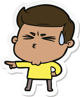 Bir insan tarafından çizilmiş terleyen bir karikatür adamın çıkartması.