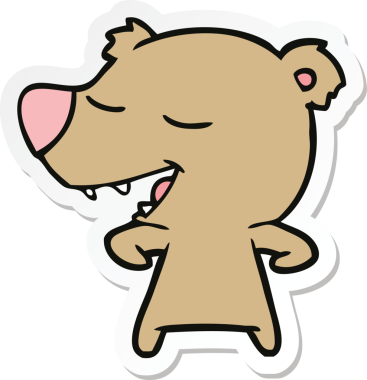 Bir insan tarafından çizilmiş çizgi film ayısının çıkartması.