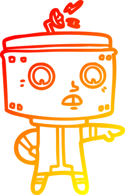 Bir insan tarafından suçlanan çizgi film robotunun sıcak çizgi çizimi