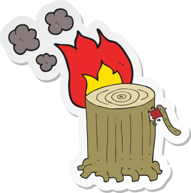 Bir insan tarafından çizilmiş büyük ağaç kütüğünün çıkartması.