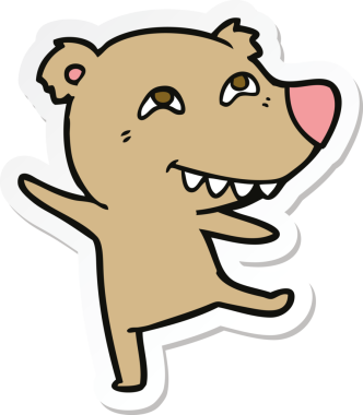 Bir insan tarafından çizilmiş bir ayı çizgi filminin çıkartması.