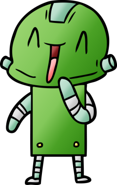 Bir insan tarafından çizilmiş çizgi film robotu