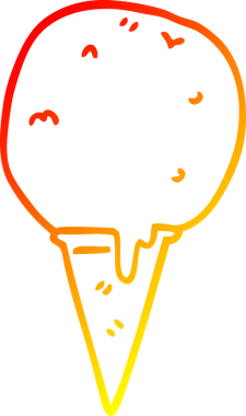 Bir insan tarafından çizilmiş bir dondurma külahının sıcak çizgi çizimi