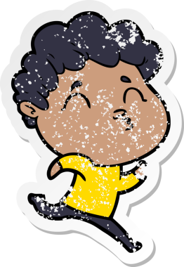 Bir insan tarafından çizilmiş karikatür adamın sıkıntılı çıkartması.