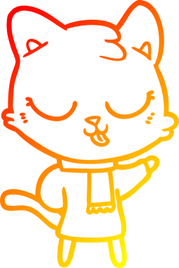 Bir insan tarafından çizilmiş çizgi film kedisinin sıcak çizgi çizimi