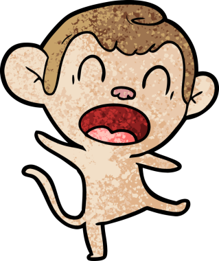 Bir insan tarafından çizilmiş bağıran maymun çizgi filmi.