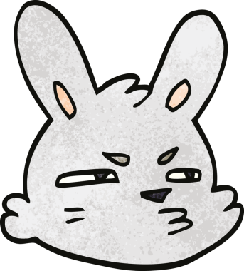 Bir insan tarafından çizilmiş karikatür karalaması huysuz tavşan.