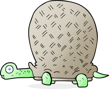 Bir insan tarafından çizilmiş serbest karikatür kaplumbağası.