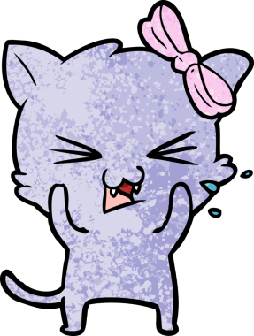 Bir insan tarafından çizilmiş çizgi film kedisi.